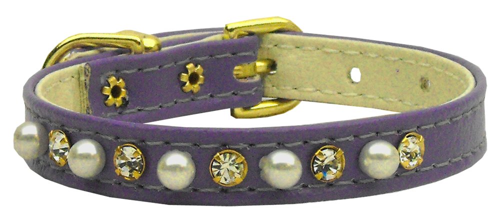 3/8"" Pearl and Clear Crystals Collar Purple 12