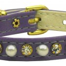 3/8"" Pearl and Clear Crystals Collar Purple 8