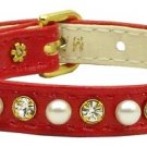 3/8"" Pearl and Clear Crystals Collar Red 12