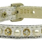 3/8"" Pearl and Clear Crystals Collar Silver 14