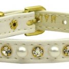 3/8"" Pearl and Clear Crystals Collar White 14
