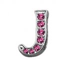 3/8"" Pink Script Letter Sliding Charms J 