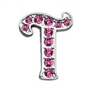 3/8"" Pink Script Letter Sliding Charms T 
