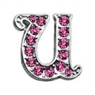 3/8"" Pink Script Letter Sliding Charms U 