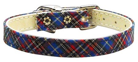 3/8"" Plaid Plain Collars  Blue 14