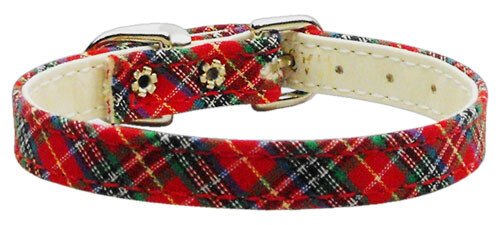 3/8"" Plaid Plain Collars  Red 16