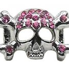 3/8"" Skull Slider Charm Pink 