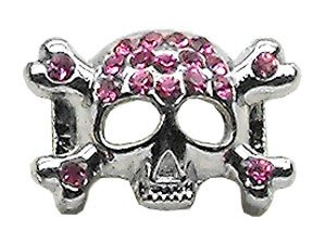 3/8"" Skull Slider Charm Pink 