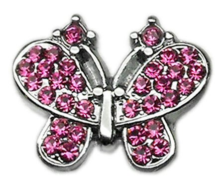 3/8"" Slider Butterfly Charm Pink