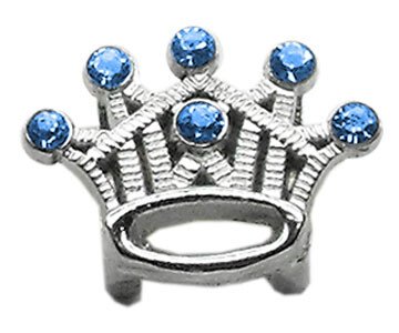 3/8"" Slider Crystal Crown Charm Blue