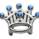 3/8"" Slider Crystal Crown Charm Blue