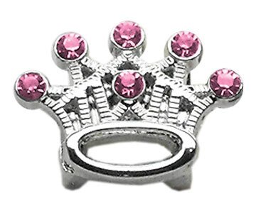 3/8"" Slider Crystal Crown Charm Pink