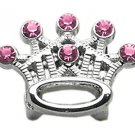 3/8"" Slider Crystal Crown Charm Pink