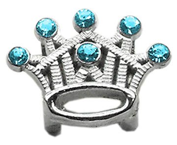 3/8"" Slider Crystal Crown Charm Turquoise