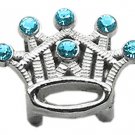 3/8"" Slider Crystal Crown Charm Turquoise