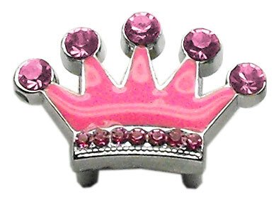 3/8"" Slider Enamel Crown Charm Pink