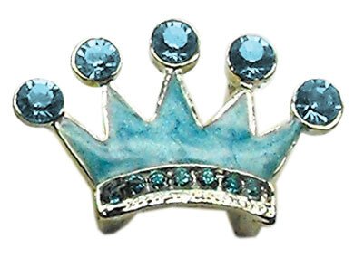 3/8"" Slider Enamel Crown Charm Turquoise