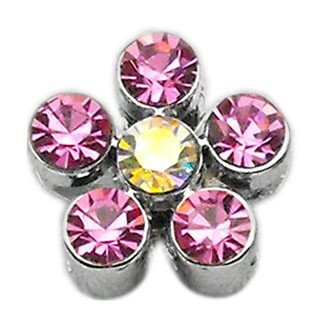 3/8"" Slider Flower Charm Pink 3/8