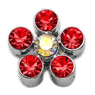 3/8"" Slider Flower Charm Red 3/8