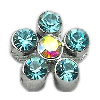 3/8"" Slider Flower Charm Turquoise 3/8