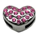 3/8"" Slider Puffy Heart Charm Pink -