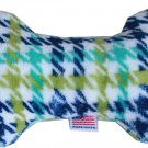 6"" Plush Bone Dog Toy Aqua Plaid