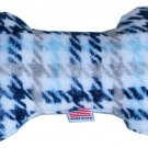 6"" Plush Bone Dog Toy Blue Plaid