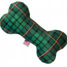 6"" Plush Bone Dog Toy Green Plaid