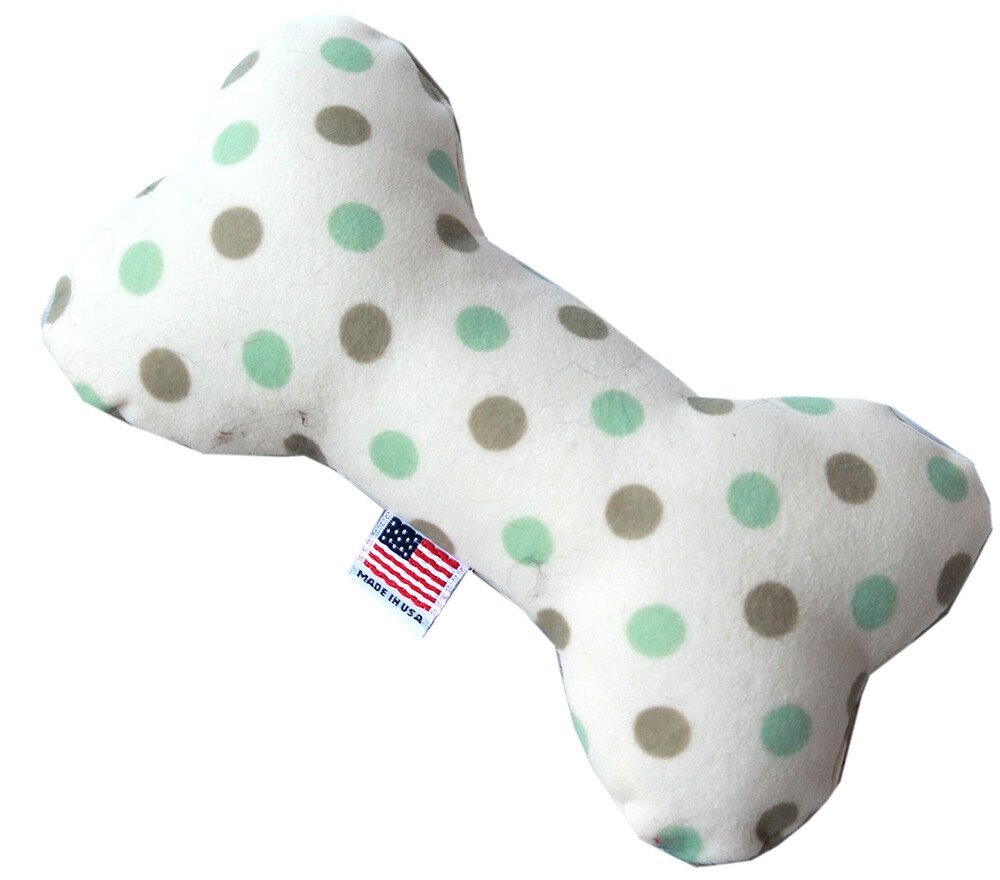 6"" Plush Bone Dog Toy Mint Dots 