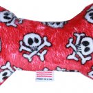 6"" Plush Bone Dog Toy Red Skull