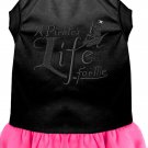 A Pirate's Life Embroidered Dog Dress Black with Bright Pink Sm