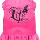 A Pirate's Life Embroidered Dog Dress Bright Pink Sm