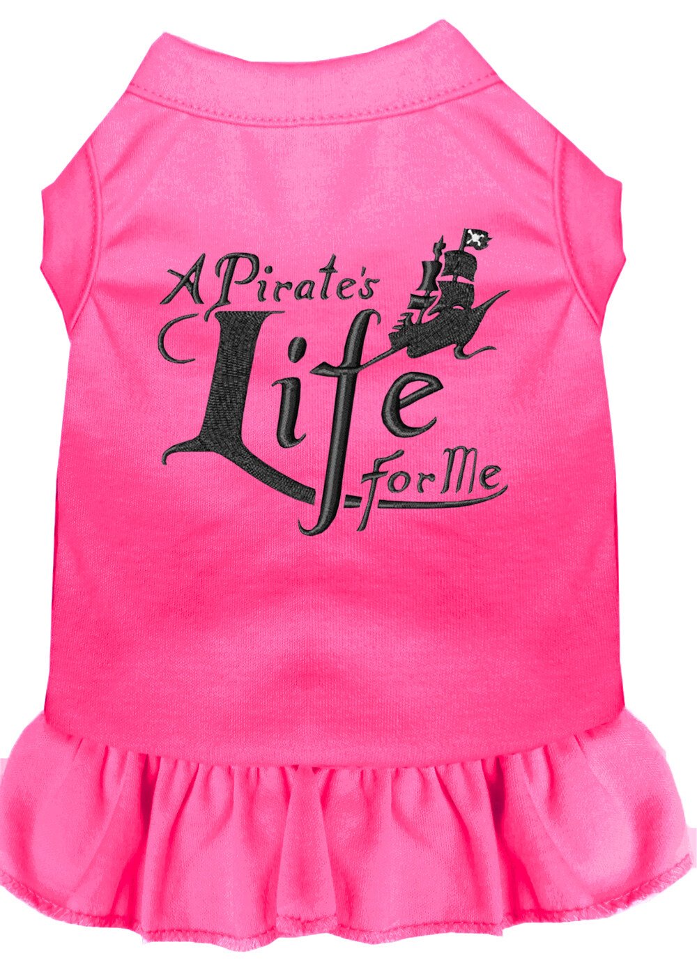 A Pirate's Life Embroidered Dog Dress Bright Pink XXL