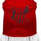 A Pirate's Life Embroidered Dog Dress Red with White Lg