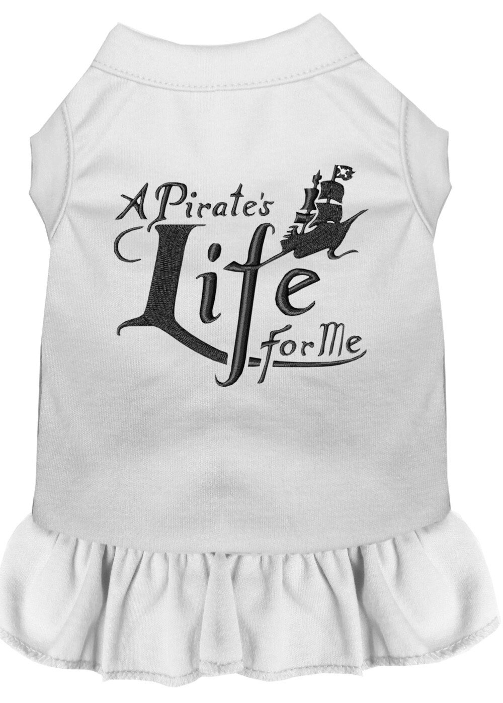 A Pirate's Life Embroidered Dog Dress White XXL
