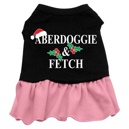 Aberdoggie Christmas Screen Print Dress Black with Pink XXL (18)
