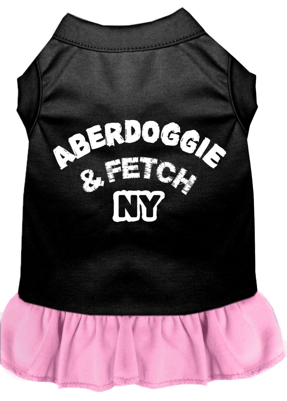 Aberdoggie NY Screen Print Dog Dress Black with Light Pink Lg (14)
