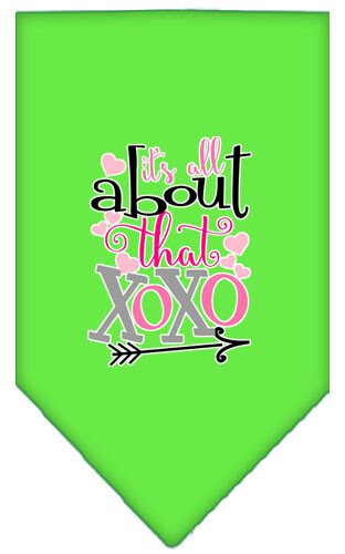 All About that XOXO Screen Print Bandana Lime Green Small