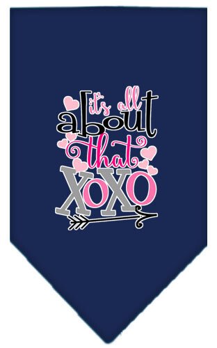 All About that XOXO Screen Print Bandana Navy Blue Small