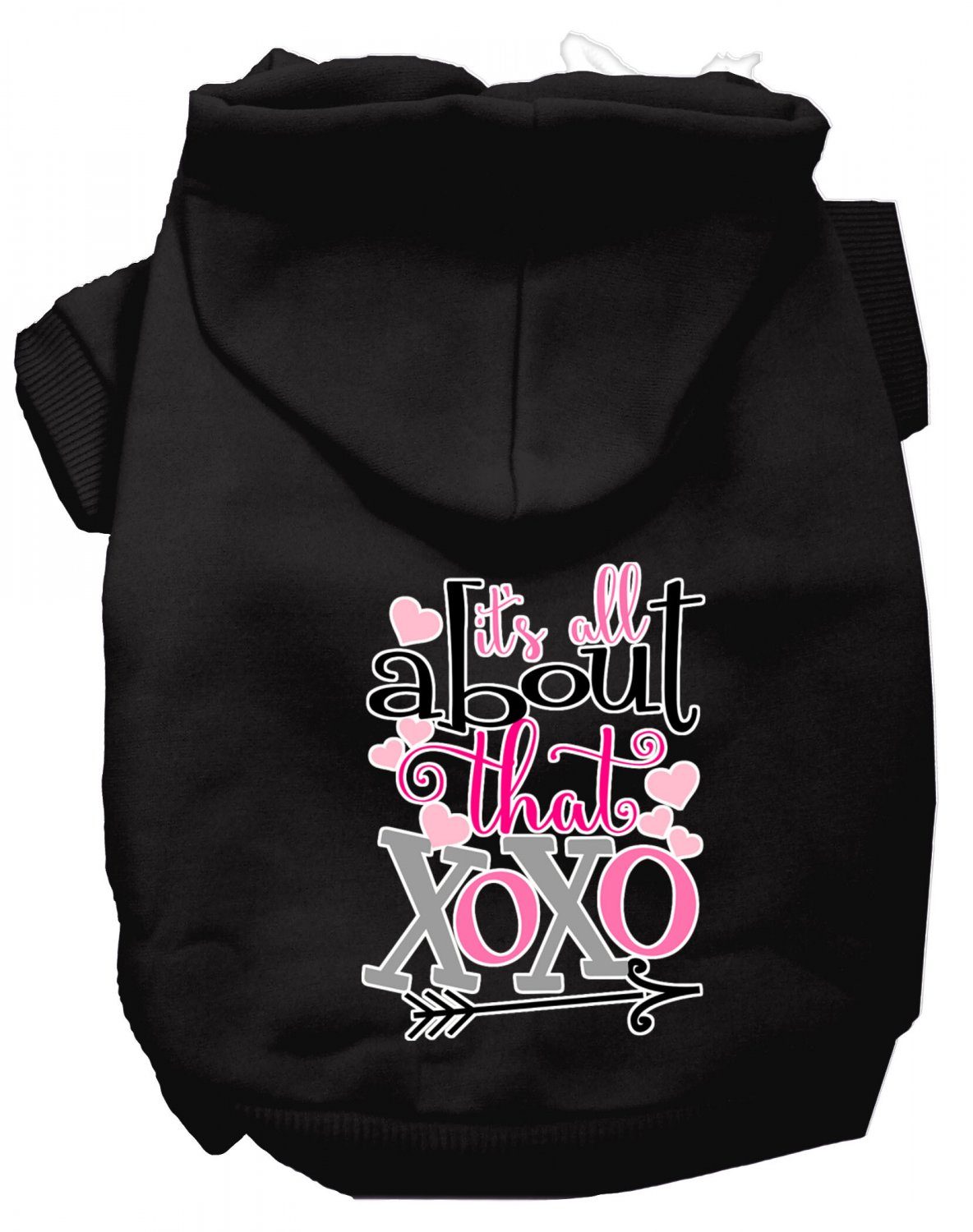 All About that XOXO Screen Print Dog Hoodie Black XL