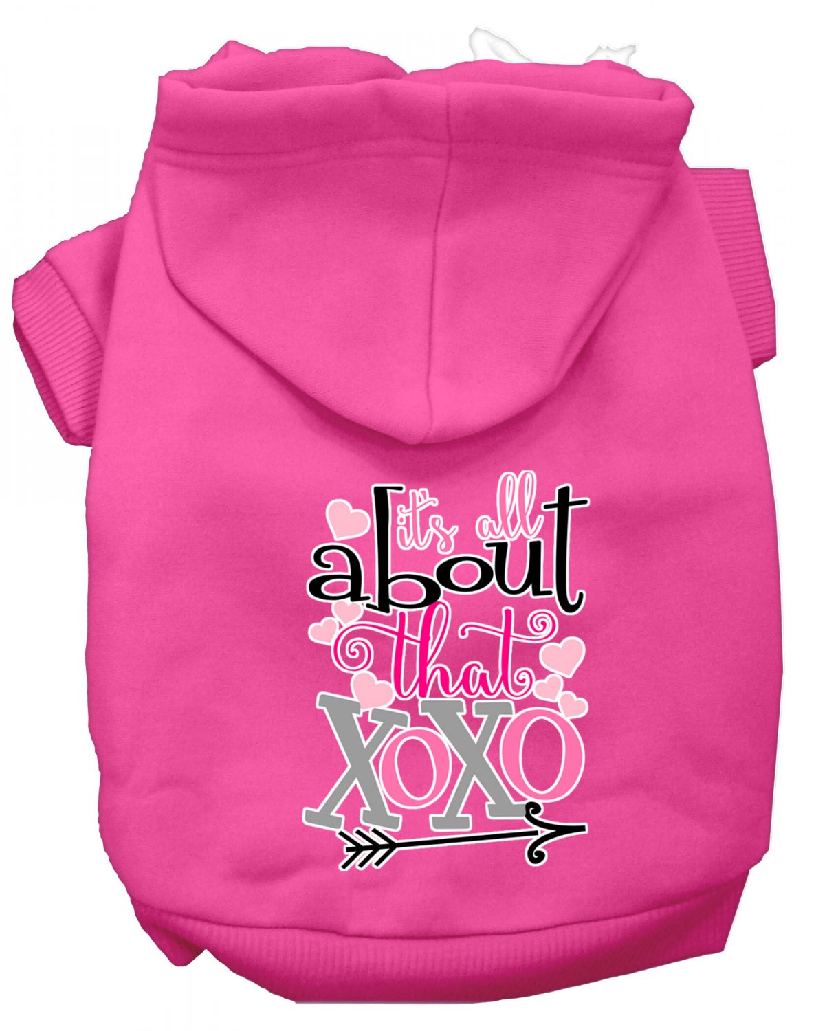 All About that XOXO Screen Print Dog Hoodie Bright Pink XL
