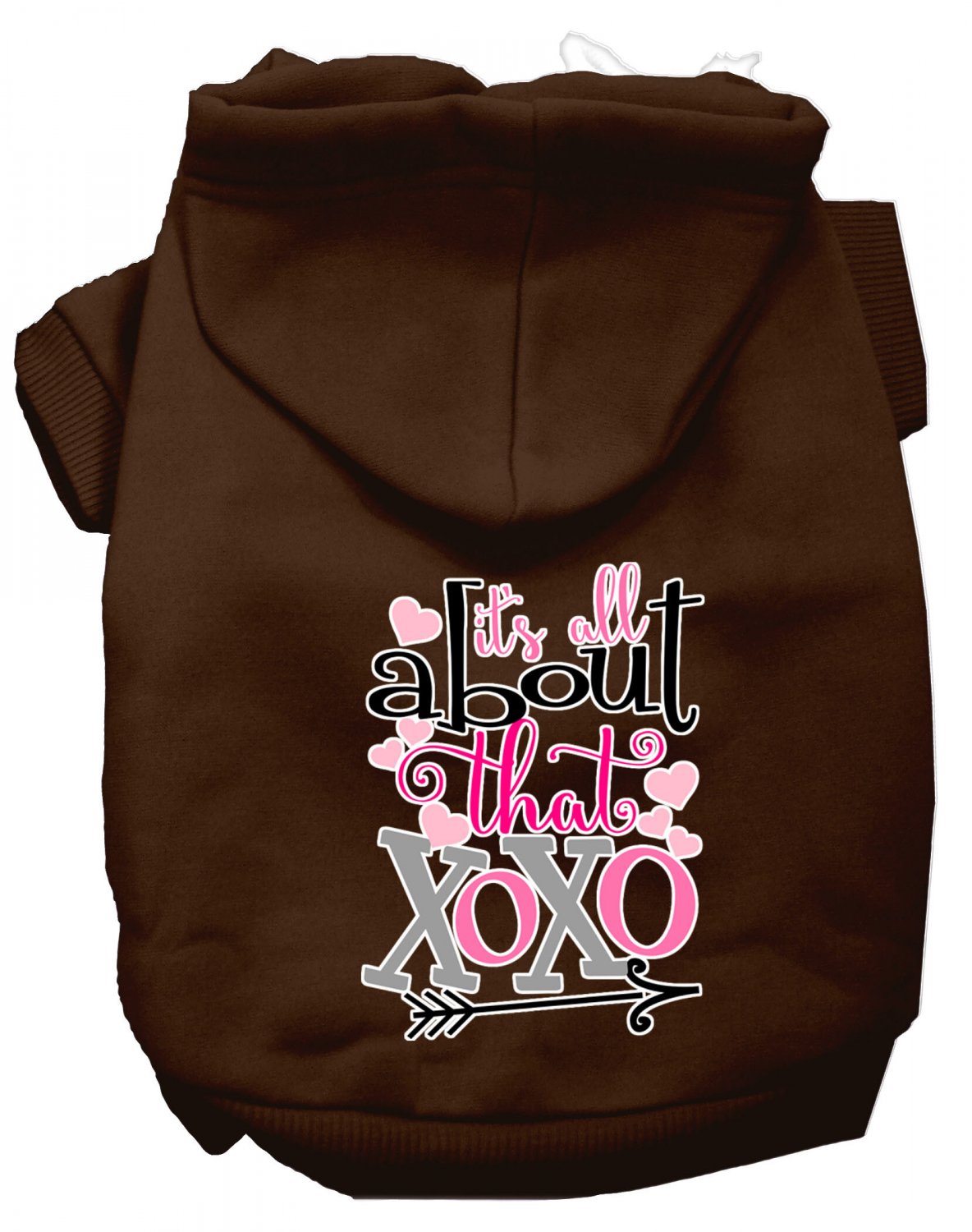 All About that XOXO Screen Print Dog Hoodie Brown M