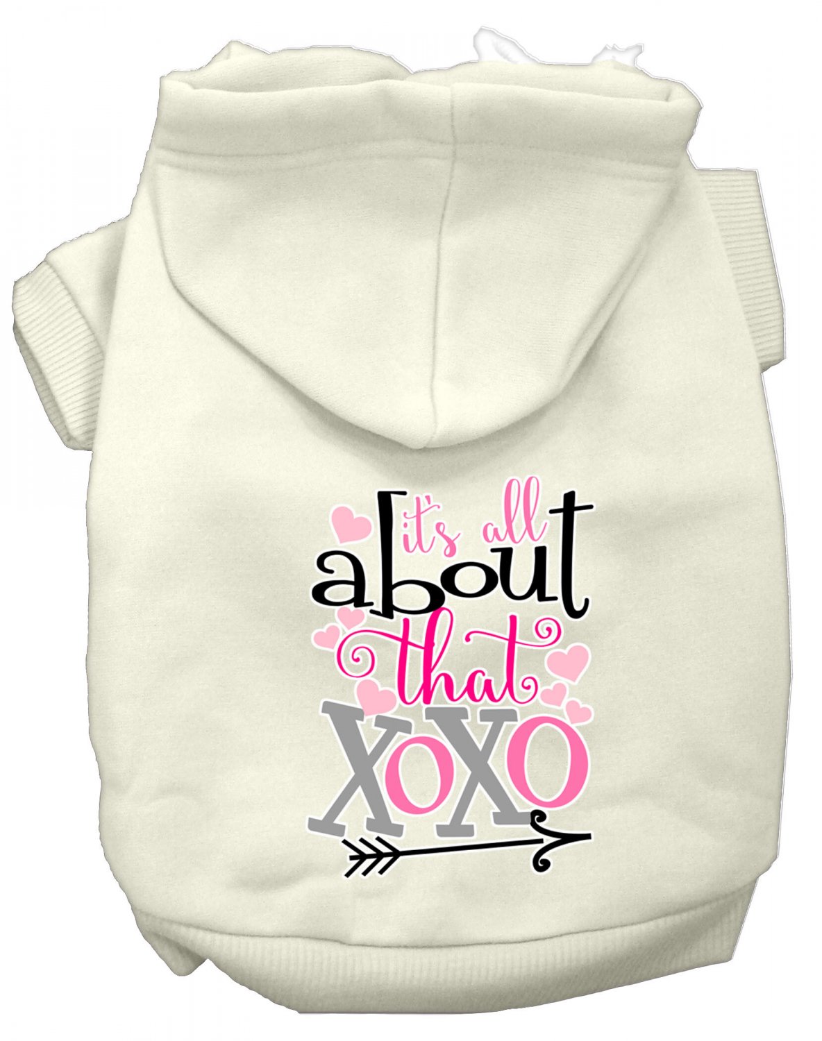 All About that XOXO Screen Print Dog Hoodie Cream M