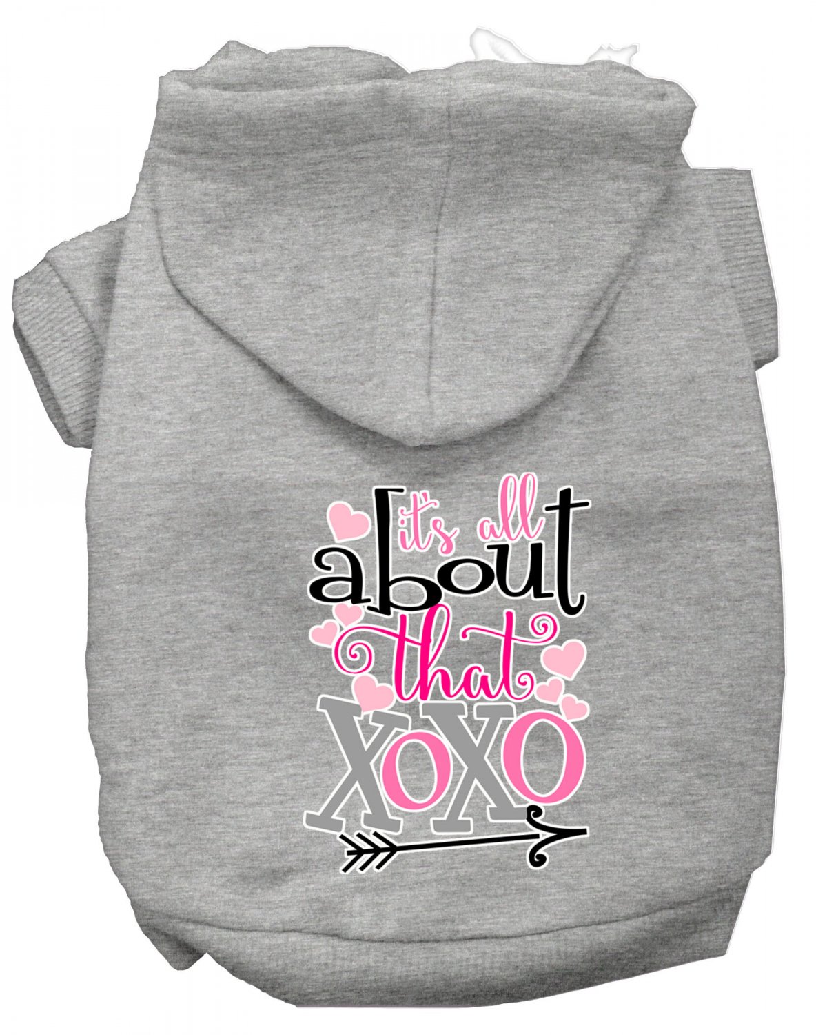 All About that XOXO Screen Print Dog Hoodie Grey S