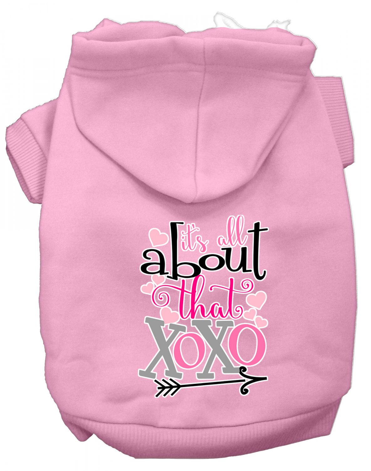 All About that XOXO Screen Print Dog Hoodie Light Pink XL
