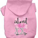 All About that XOXO Screen Print Dog Hoodie Light Pink XS