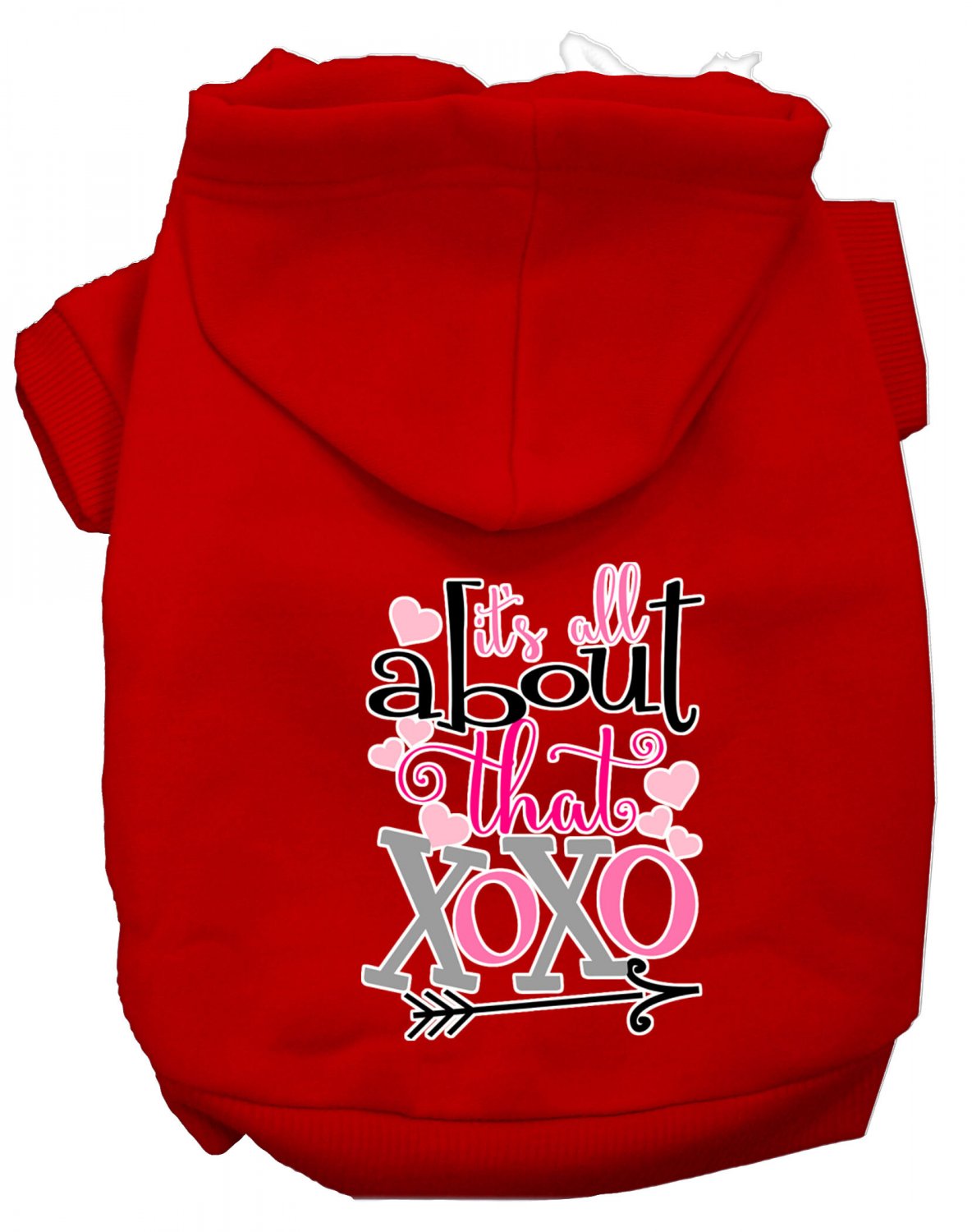 All About that XOXO Screen Print Dog Hoodie Red XXXL