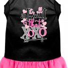 All about the XOXO Screen Print Dog Dress Black with Bright Pink XXL