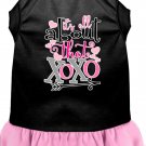 All about the XOXO Screen Print Dog Dress Black with Light Pink XS