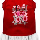 All about the XOXO Screen Print Dog Dress Red with White Sm